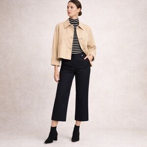 Derek Lam 10 Crosby Black Sailor Button Wide Leg Pants Size 2 Designer Nautical